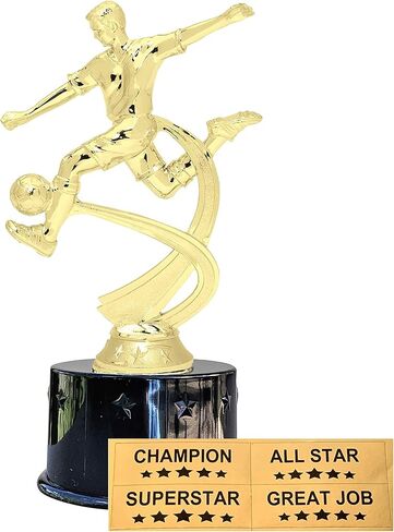 Express Medals Soccer Boys Male Award Trophy Party Favor Gift Prize Including 4 Gold Color Decals to Custom Personalize The Black Round Base in Saudi Arabia