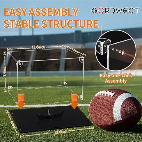 Football Display Case, UV Protected Clear Acrylic Box for Football Fans Collectors, Sports Collectibles, Complete with Black Ball Stand, Ideal for Collectibles and Memorabilia Display in Saudi Arabia