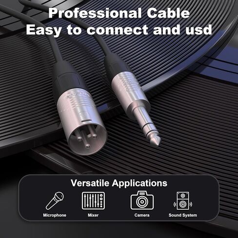كابل ميكروفون ستيريو PRORECK بطول 15 قدم - XLR ذكر إلى 1/4 بوصة TRS، موصلات Neutrik Rean، 24 AWG، مثالي لتطبيقات المسرح والاستوديو والصوت المباشر (PRS-XLRM-TRS/15FT) in Kuwait