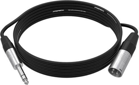 كابل ميكروفون ستيريو PRORECK بطول 15 قدم - XLR ذكر إلى 1/4 بوصة TRS، موصلات Neutrik Rean، 24 AWG، مثالي لتطبيقات المسرح والاستوديو والصوت المباشر (PRS-XLRM-TRS/15FT) in Kuwait
