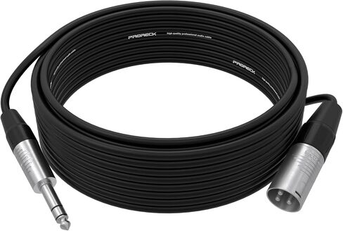 كابل ميكروفون ستيريو PRORECK بطول 15 قدم - XLR ذكر إلى 1/4 بوصة TRS، موصلات Neutrik Rean، 24 AWG، مثالي لتطبيقات المسرح والاستوديو والصوت المباشر (PRS-XLRM-TRS/15FT) in Kuwait
