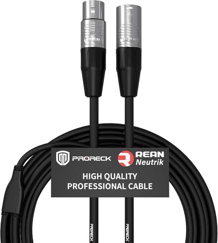 كابل ميكروفون ستيريو PRORECK بطول 15 قدم - XLR ذكر إلى 1/4 بوصة TRS، موصلات Neutrik Rean، 24 AWG، مثالي لتطبيقات المسرح والاستوديو والصوت المباشر (PRS-XLRM-TRS/15FT) in Kuwait