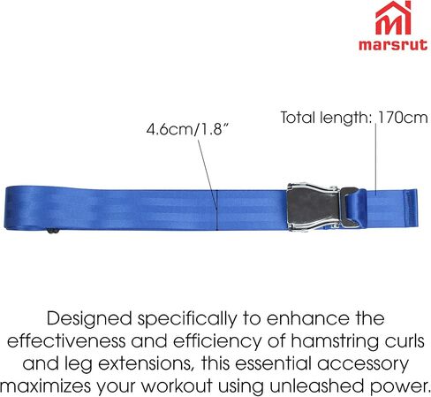 Gym Seatbelt, Leg Extension Lifting Seatbelt, Nordic Hamstring Curl Strap on Bench, 5.6ft L, Buckle Squat Collar for Workouts Machine, Home Gym Stretch & Mobilization Exercise for Women Men, Blue in Saudi Arabia
