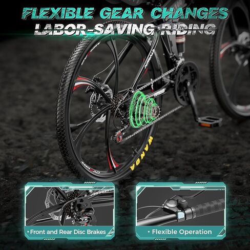 26 Inch Adult Folding Mountain Bike, 21 Speed Foldable Bicycle with Full Suspension, High Carbon Steel Frame, Folding Bikes for Men/Women/Teen, Dual Disc Brake in Saudi Arabia