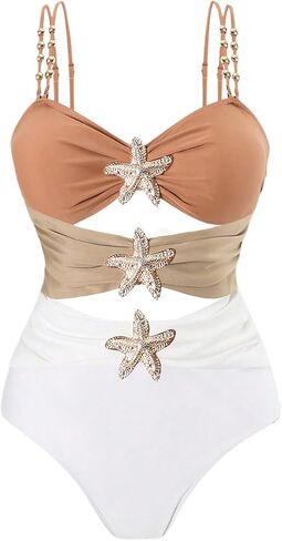 Floerns Women's Plus Size Colorblock One Piece Swimsuit Cut Out Monokini Bathing Suit in Saudi Arabia