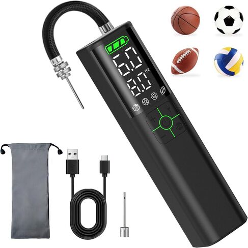 Z10 Electric Ball Pump for Sport Ball,2000mAh 15 PSI Portable Automatic Air Pump Fast Ball Inflator with 2 Needles,Precise Pressure Gauge for Basketball Football Volleyball Soccer in Kuwait