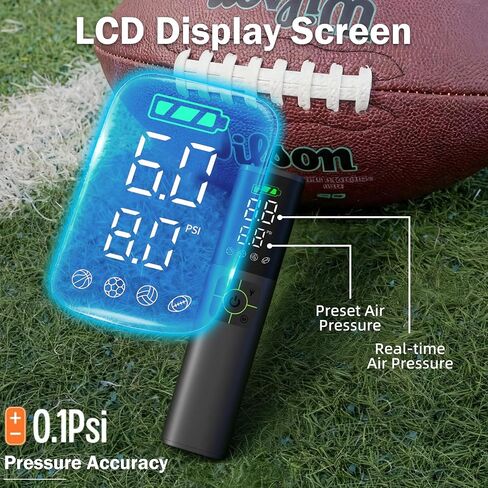 Z10 Electric Ball Pump for Sport Ball,2000mAh 15 PSI Portable Automatic Air Pump Fast Ball Inflator with 2 Needles,Precise Pressure Gauge for Basketball Football Volleyball Soccer in Saudi Arabia