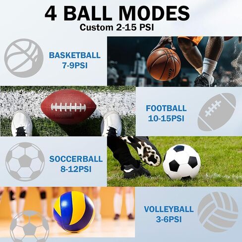 Z10 Electric Ball Pump for Sport Ball,2000mAh 15 PSI Portable Automatic Air Pump Fast Ball Inflator with 2 Needles,Precise Pressure Gauge for Basketball Football Volleyball Soccer in Saudi Arabia