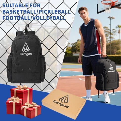 Large Multifunctional Basketball Backpack,Basketball Bag with Hidden Net,Shoes Compartment,Wet Clothes Pocket,Insulated Pockets,Reflective Logo,Best for Soccer Rugby Volleyball Sport in Saudi Arabia