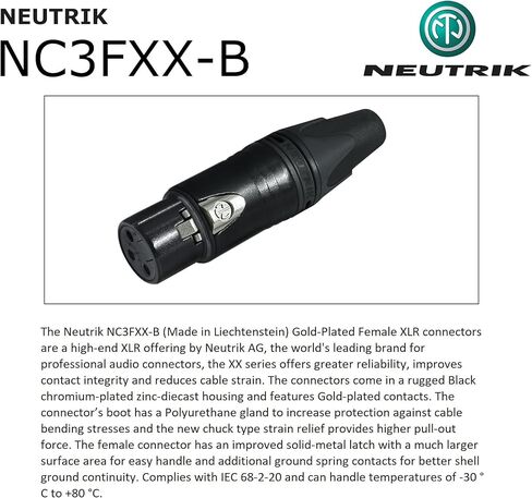 1.5 Foot - WBC-PRO-Quad Ultra-Silent Ultra-Flexible Balanced Star-Quad Cable with Neutrik Male & Female XLR Plugs & Black Tweed Jacket in Saudi Arabia