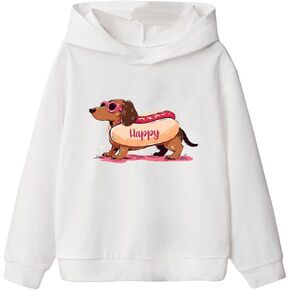 SweatyRocks Girl's Casual Drop Shoulder Loose Pullover Sweatshirts Dog Graphic Print Long Sleeve Hoodies in Kuwait
