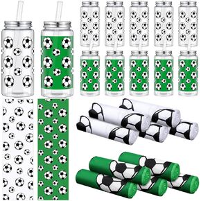24 Pcs 16.9 Oz Football Plastic Cups Bulk Football Cooling Towel Set Include 12 Footballs Theme Cups with Straw and Lid 12 Footballs Ice Towel for Sport Party Favors Team Gifts in Saudi Arabia