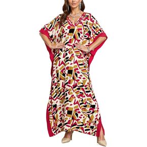 Plus Size Mumu Dresses for Women - Boho Batwing Sleeve Caftan with Side Slits, Long Moo Moo Nightgown & Beach Cover Up in Saudi Arabia