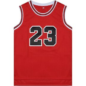 Youth Basketball Jerseys #23 Classic Retro Hip Hop Basketball Sleeveless Sweatshirt Kids Gift Black/Red XS-XL (Red, M) in Saudi Arabia
