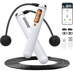KINTHEA 2 in 1 Smart Jump Rope, APP Control & Data Record, Cordless Jumping Rope with Counter for Women, Men, All Age, Adjustable Skipping Rope for Cardio Fitness in Limited Home Space & Outdoor in Kuwait