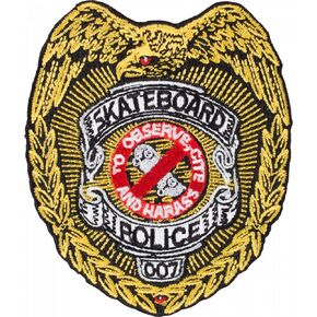رقعة لوح التزلج Powell Peralta Skate Police - ارتفاع 8.5 سم تقريبًا. لوح التزلج المدرسة القديمة جديد الحديد/الخياطة in Saudi Arabia