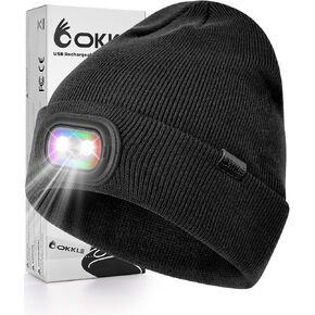 Beanie with Headlamp Beanie with Light LED Winter Stocking Cap Knit Hats for Men Women in Saudi Arabia