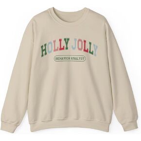 Christmas BCBA Varsity Sweatshirt, Holly Jolly Behavior Analyst Crewneck, cute bcba, aba apparel, Comfort Colors Gildan in Saudi Arabia