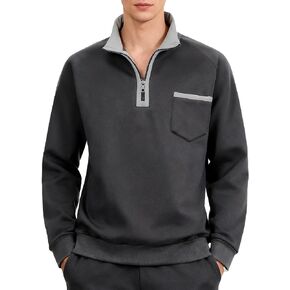 Mens Quarter Zip Pullover Sweatshirt Long Sleeve Casual Warm Fleece Stand Collar Sweatshirts for Men in Kuwait