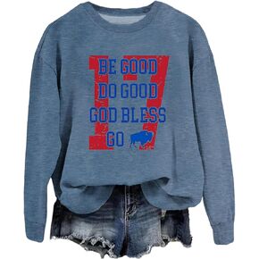 كنزة صوفية Be Good Do Good God Bless Go Bills للنساء برسوم مرحة وأكمام طويلة in Kuwait