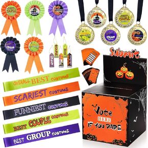 مجموعة صناديق اقتراع لأزياء حفلات الهالوين مكونة من 66 قطعة من Outus، صندوق تصويت قابل للفصل، 40 بطاقة تصويت، 10 بطاقات ورقية، 5 ميداليات معدنية ذهبية، 5 أشرطة جوائز قماشية، 5 أشرطة كتف متطابقة in Kuwait