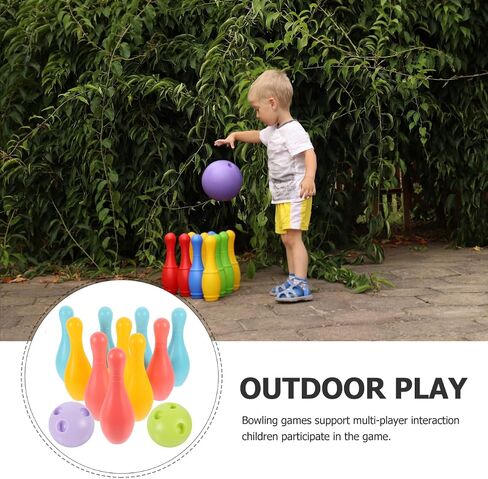 VOSAREA 1Set Plastic Bowling for Indoor Outdoor Recreational Bowling Plaything Fun Pin and Ball for Parties in Saudi Arabia