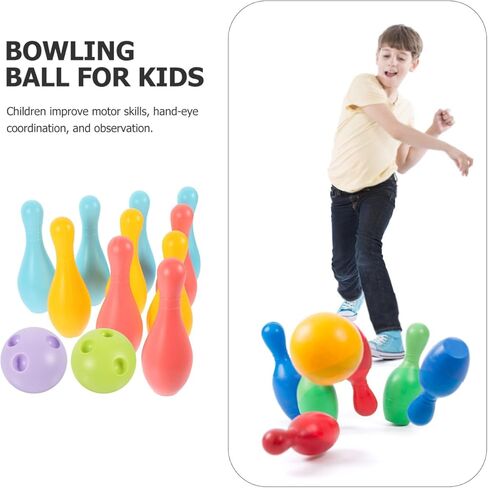 VOSAREA 1Set Plastic Bowling for Indoor Outdoor Recreational Bowling Plaything Fun Pin and Ball for Parties in Saudi Arabia