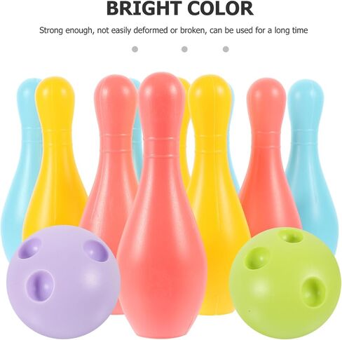 VOSAREA 1Set Plastic Bowling for Indoor Outdoor Recreational Bowling Plaything Fun Pin and Ball for Parties in Saudi Arabia