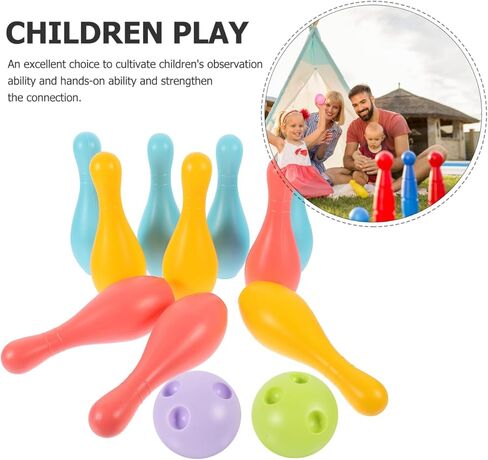 VOSAREA 1Set Plastic Bowling for Indoor Outdoor Recreational Bowling Plaything Fun Pin and Ball for Parties in Saudi Arabia