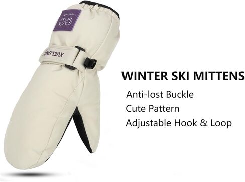 Kids Winter Ski Snow Gloves - Warm Waterproof Fleece Snowboard Mittens with Long Cuff for Boys Girls(for 9-14 Years) in Saudi Arabia