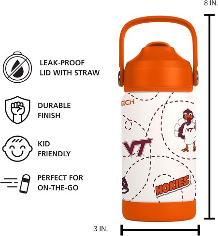 Logo Brands NCAA Mascot Stainless-Steel Kids Bottle -Soft Silicone Mouthpiece, Easy To Carry, Kid-Friendly Design- Great For School & On-The-Go in Saudi Arabia