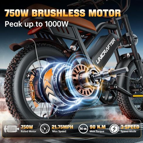 16"/20" Electric Bike for Adults/Teens, Peak 1000W, 30-60 Miles, 48V 15.6/18.2AH Fat Tire Ebike, 21.75Mph/28Mph Full Suspension Electric Bicycle, Long Seat Electric Dirt Bike in Saudi Arabia