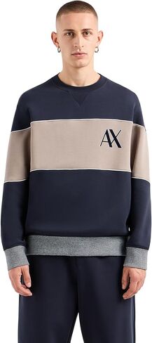 سويت شيرت رجالي من Armani Exchange ذو رقبة مستديرة من القطن ذو شريط كبير الحجم ومطاط in Kuwait