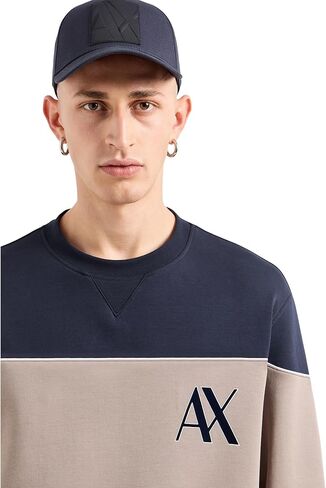 سويت شيرت رجالي من Armani Exchange ذو رقبة مستديرة من القطن ذو شريط كبير الحجم ومطاط in Kuwait
