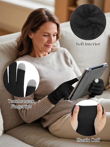 Winter Beanie Hat Scarf Gloves Set Warm Knit Fleece Touchscreen Gloves Neck Scarf Set Adult Winter Gift for Men Women in Saudi Arabia