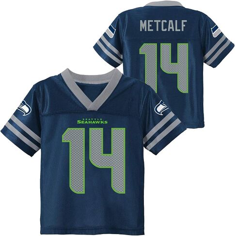قميص Outerstuff DK Metcalf Seattle Seahawks رقم 14 للشباب 4-20 Navy Home Player in Saudi Arabia