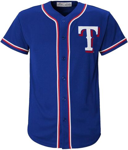 Outerstuff Texas Rangers MLB Kids Youth 4-18 Blue Team Color Home مطرز مخيط شعار البيسبول أزياء جيرسي in Saudi Arabia