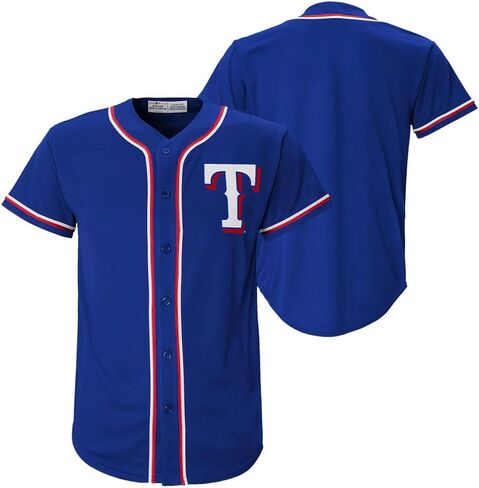 Outerstuff Texas Rangers MLB Kids Youth 4-18 Blue Team Color Home مطرز مخيط شعار البيسبول أزياء جيرسي in Saudi Arabia