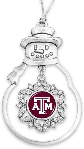 Texas A&M Aggies Snowman with Snowflake Team Logo Hanging Charm Silver Christmas Ornament Gift TAMU in Saudi Arabia