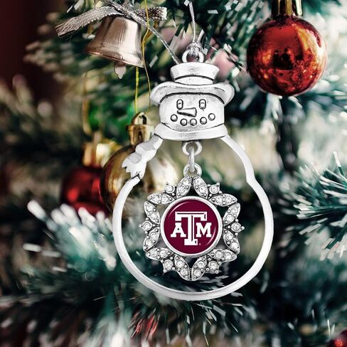 Texas A&M Aggies Snowman with Snowflake Team Logo Hanging Charm Silver Christmas Ornament Gift TAMU in Saudi Arabia