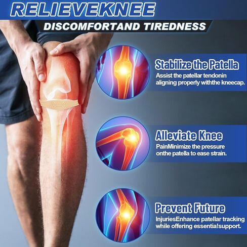 حزام رضفي من قطعتين لتخفيف آلام الركبة - حزام دعم وتر الرضفة مسامي وخفيف الوزن لكرة السلة والجري والمشي لمسافات طويلة لتحقيق الاستقرار في الركبة للرجال والنساء والأطفال (أبيض) in Kuwait