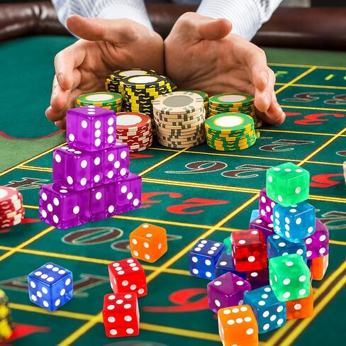36 Piece 19mm Casino Style Craps Dice Sets Acrylic Translucent D6 Dice Bulk Square Rounded Edge for Casino Craps Table Games and Board Games Party Bar Entertainment in Saudi Arabia