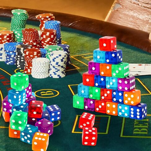 36 Piece 19mm Casino Style Craps Dice Sets Acrylic Translucent D6 Dice Bulk Square Rounded Edge for Casino Craps Table Games and Board Games Party Bar Entertainment in Saudi Arabia