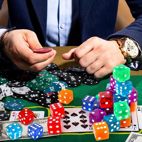 36 Piece 19mm Casino Style Craps Dice Sets Acrylic Translucent D6 Dice Bulk Square Rounded Edge for Casino Craps Table Games and Board Games Party Bar Entertainment in Saudi Arabia
