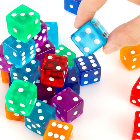 36 Piece 19mm Casino Style Craps Dice Sets Acrylic Translucent D6 Dice Bulk Square Rounded Edge for Casino Craps Table Games and Board Games Party Bar Entertainment in Saudi Arabia