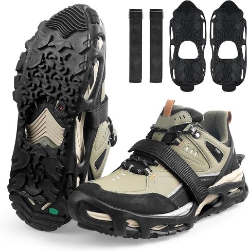 أحذية ثلج بدون مسامير، أشرطة جر ثلجية تنزلق على أحذية بدون مسامير، أجهزة جر، قطعة واحدة يمكن ربطها بسهولة فوق الحذاء/التمهيد للانتقال بين الداخل/الخارج in Kuwait