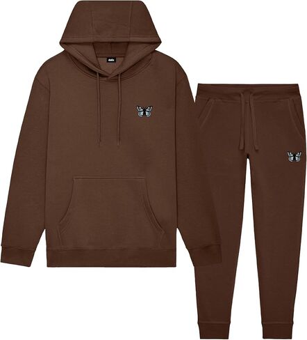 طقم بدلة رياضية مطرزة على شكل فراشة من DALIX، بنطال رياضي بقلنسوة، صوف ناعم، مقاس مريح للنساء in Kuwait