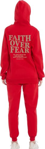 الإيمان على الخوف هوديي Sweatpant دعوى امرأة المسيحية الدينية أقوال رياضية عداء ببطء سترة البلوز بانت مجموعة in Kuwait