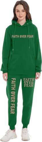 الإيمان على الخوف هوديي Sweatpant دعوى امرأة المسيحية الدينية أقوال رياضية عداء ببطء سترة البلوز بانت مجموعة in Kuwait