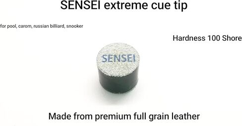 Sensei Extreme Billiard cue tip Premium cue tip for Pool Carom Russian Pyramid Snooker Billiard Warranty from 1 Month Made from Full Grain Leather 14 mm Professional Hard Billiard cue tip in Saudi Arabia